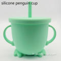 Entraînement pour bébé Boire la tasse de pingouin en silicone de paille en paille